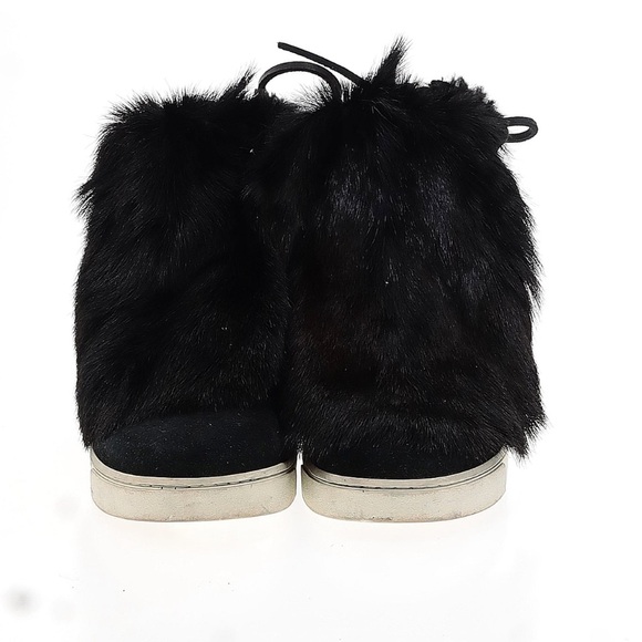 Gianvito Rossi Black Inuit fur-trimmed Suede High Top Sneakers sz 40/9.5-10 - Picture 10 of 10